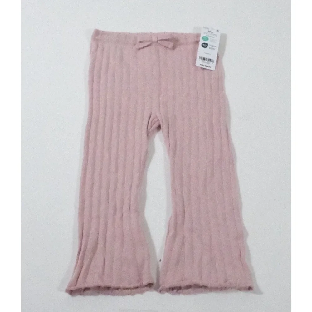 Carter's Pants Baby Girl 18m Pink‎ Ribbed Knit Flare Leg Bow Accent Leggings